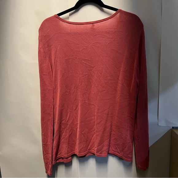 J Jill Womens Mauve Silk Long Sleeve Pleated Neck Pullover Sweater blouse XL - Picture 9 of 10